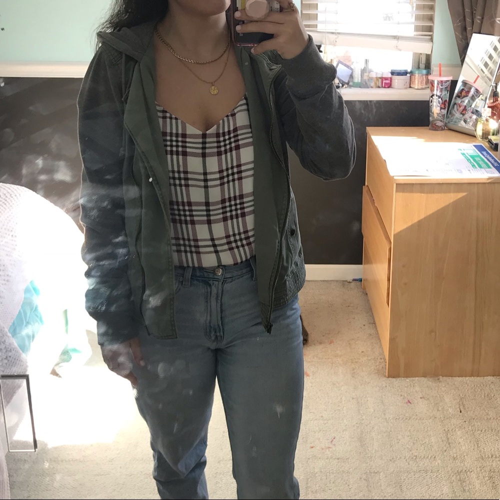 Holister green/ grey hoodie